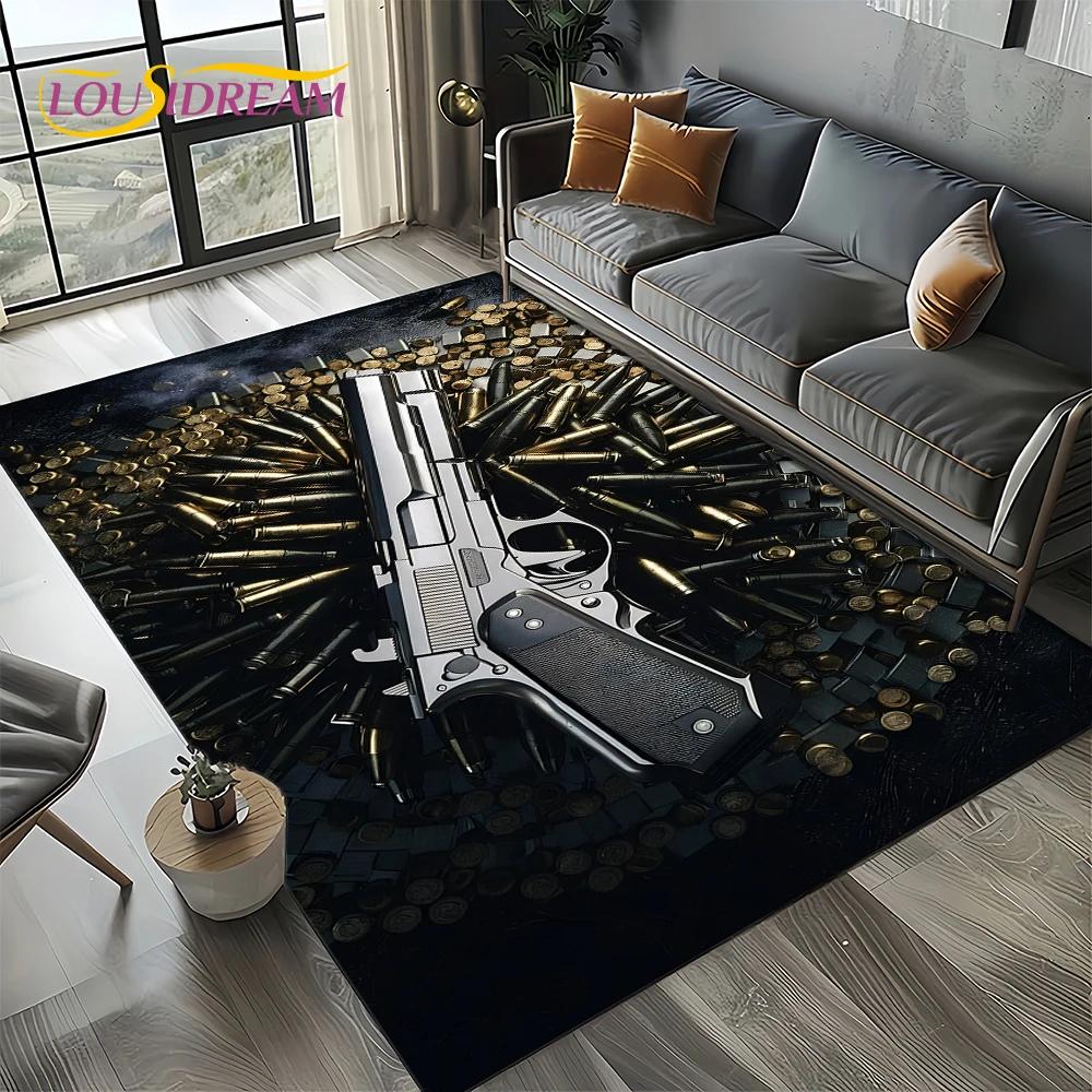 27 Style Retro Guns Pistol Ammunition Bullet Cartridge AK M4 Rug Carpet for Living Room Bedroom Decor,Non-slip for Sofa Doormat