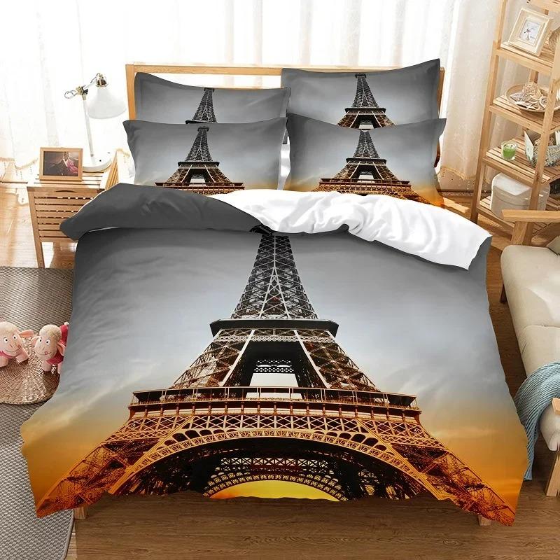 Eiffel Tower Bedding Set 3D Digital Printing Duvet Cover Fashion Design Comforter Cover Bed Linen Bed Set