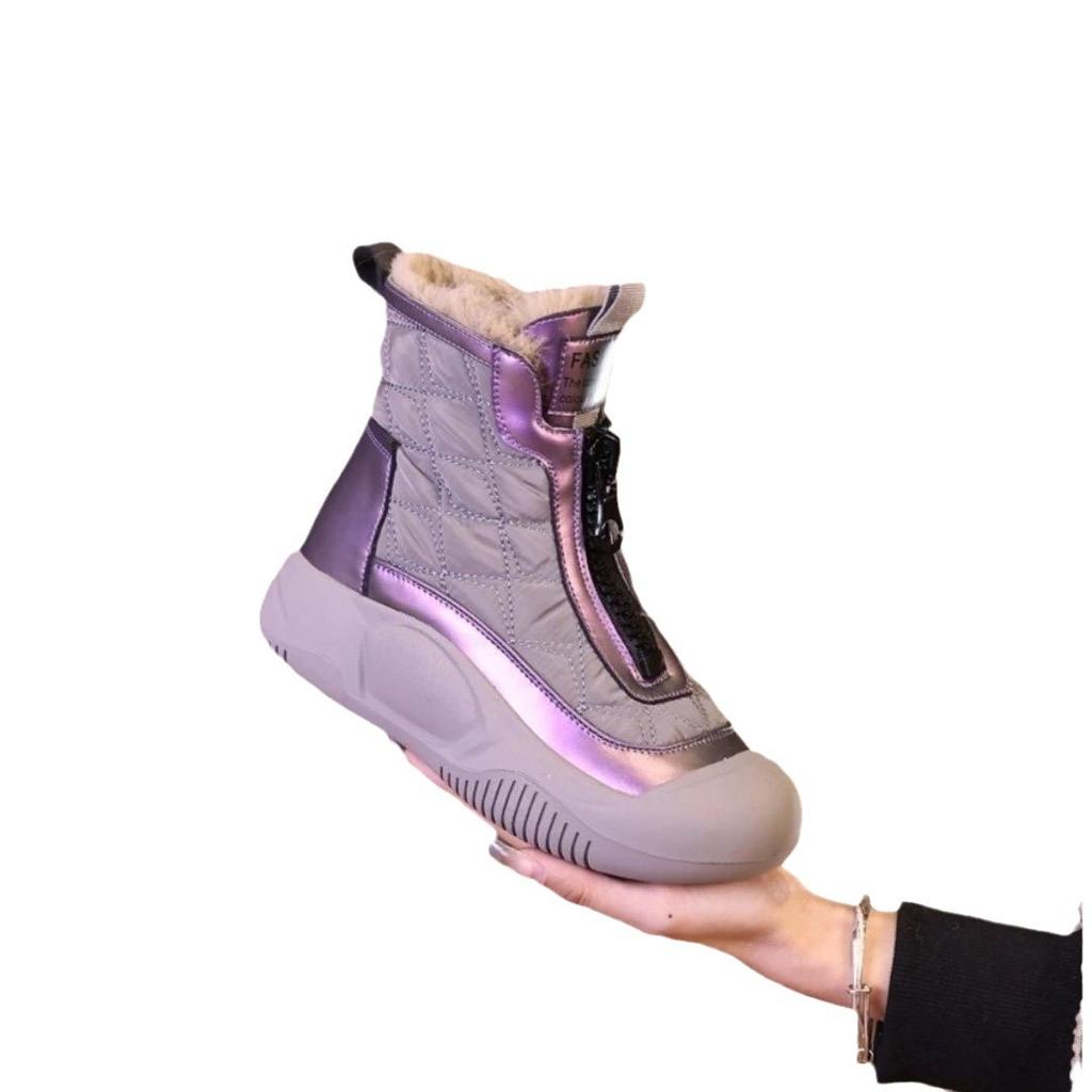 Snow Boots Women's Thick Soles 2025 New Winter Heightening Velvet Warm Short Boots Women's Non-slip Large Cotton Casual Women's Shoes