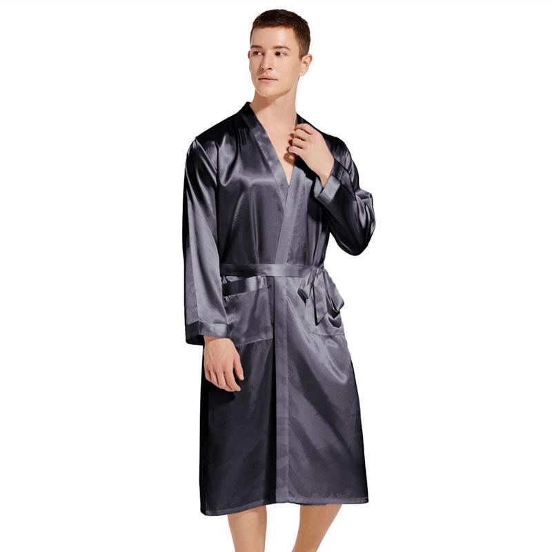 „Lekki, jedwabny szlafrok męski w stylu europejskim i amerykańskim, długi – duży rozmiar”