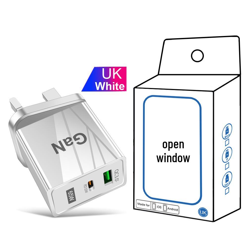 GaN 33W USB Fast Charger: QC 3.0 & PD, US/EU/UK Plug, Ideal for Mobile Phones