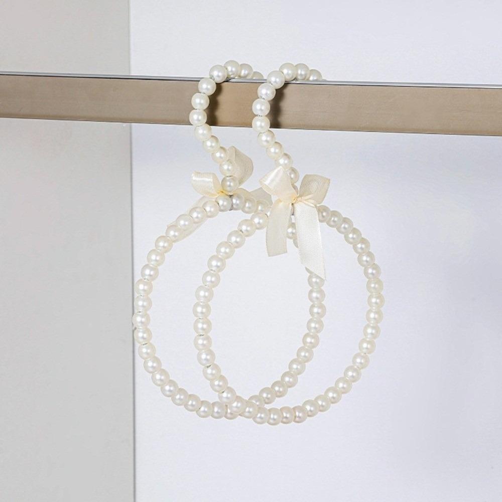 2pcs Decorative Round Shape Scarf Hanger Space Saving Bow Beaded Hanger  Home Storage бежевый