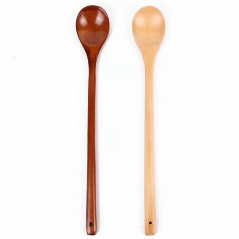 Long Wooden Stirring Spoon Natural Wood Soup Tableware Cooking Honey Coffee Spoon Mixing Spoon