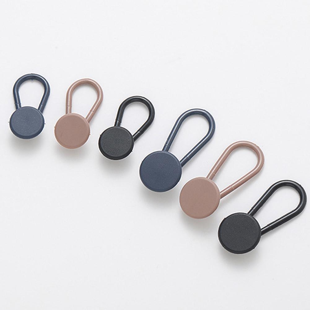 Household DIY Adjustable Pants Button No-Sew Waist Expanding Buckle Retractable Button In Khaki/Blue/Black