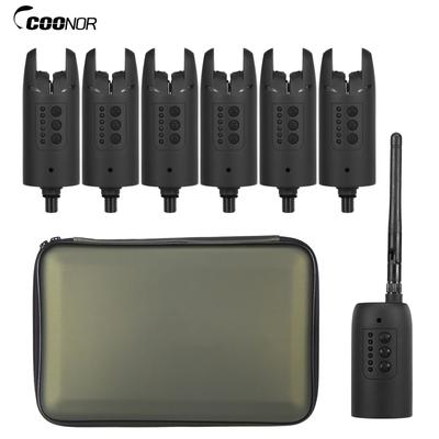 Wireless Digital Fishing Alarm Set Fishing Bite Sound Alert Kit Changeable Color LED Alarm Indicator with Portable Case
