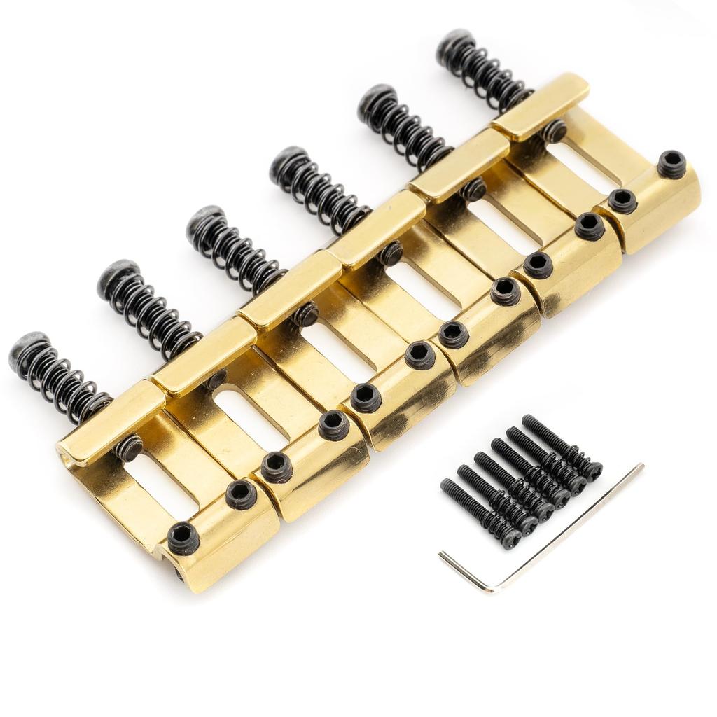 Musiclily Ultra Pitch Hardened Steel Bridge Saddles for Vintage Stratocaster Electric Gold of 11.2mm Guitars, (Set 6)