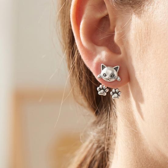 Dainty Animal Earrings for Women 1 Pair Cute Cat Paw Women, Vintage Front Back Stud Earrings, Small Kitten Jewelry Gift Lovers