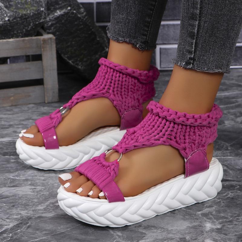 

Korean version open-toed Roman shoes breathable and comfortable casual sandals wholesale new platform muffin women s sandals 43 рожевий червоний колір