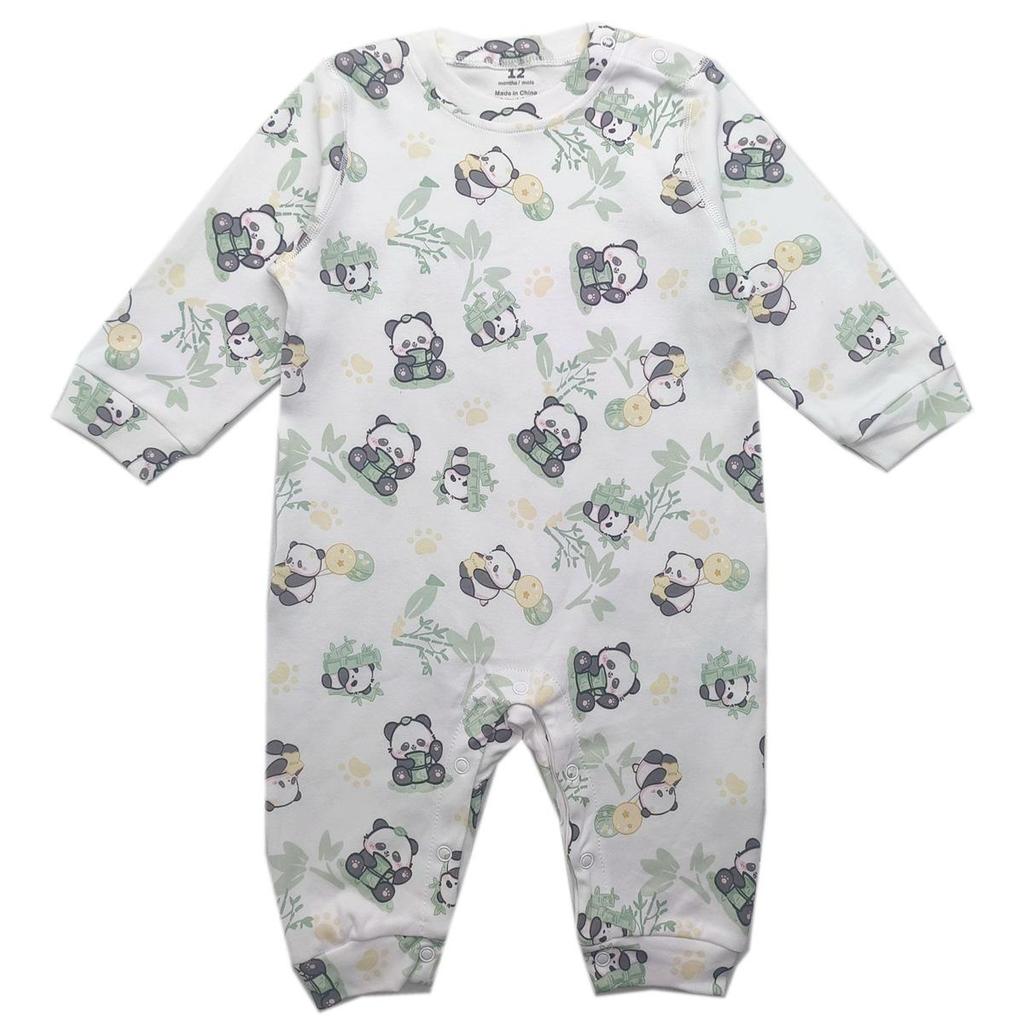 Unisex Long Sleeve Floral Romper for Babies - Snap Shoulder Bodysuit