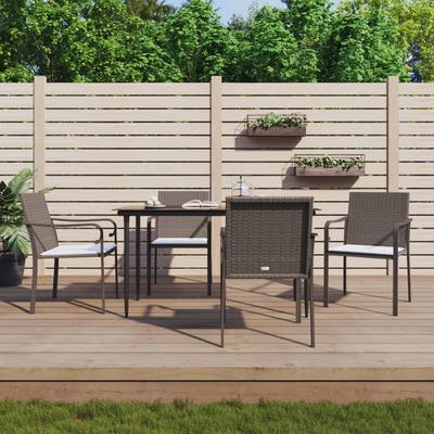 Vidaxl 5-Cz. Garden Furniture Set With Cushions, Polyrattan And Steel