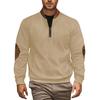 Men Sweatshirt Half Zipper Plaid Stand Collar Elbow Decoration Pullover Tops Long Sleeve Jacket Work Date Wear