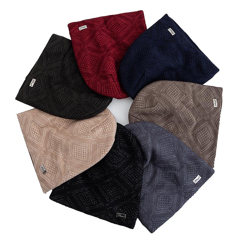 Unisex Warm Winter Hat HEAT Mark Skull Cap Diamond Grid Design Beanie Hat Thicken Winter Hats For Women Men Knit Hat