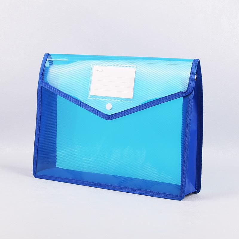 A4 Transparent Large Capacity Snap Button File Bag for Office and Student Documents