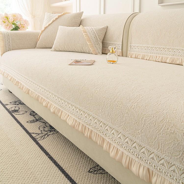 Französisches Sofakissen  Neues Vier-Jahreszeiten-Universal Beliebtes Leichtes Luxus High-End-Gefühl Bezug Stoff Sitzkissen Fixiert Rutschfester Bezug