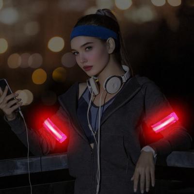 Yousheng 2Pcs LED Light-Up Armband High Visibility Luminous Reflective Safety Band Adjustable Outdoor Night Walking Running Riding Glow Arm Strap
