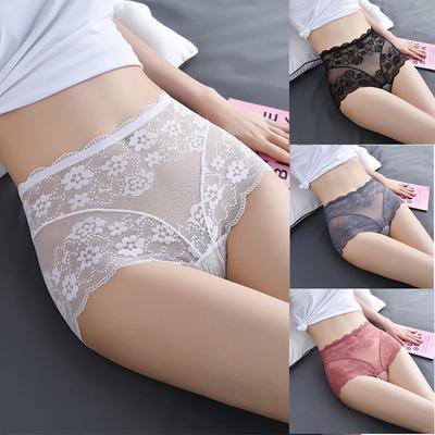 Underwear High Waist Lace Sexy Transparent Thin Breathable Large Size Women's Underwear