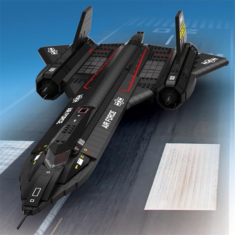 Non-Toxic Sr-71 Blackbird Fighter Building Blocks Air Force Reconnaissance Aircraft Plane Model Bricks Collection Display Kids Toys Gifts