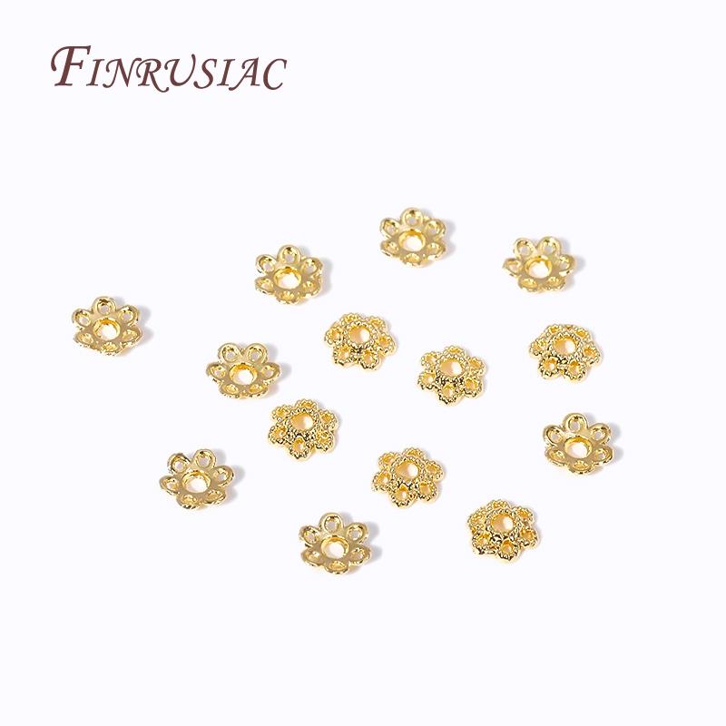18K Gold Plated 5.5MM Beads Caps For Bracelets,Flower Caps For Jewelry Making,DIY Beading Accessories
