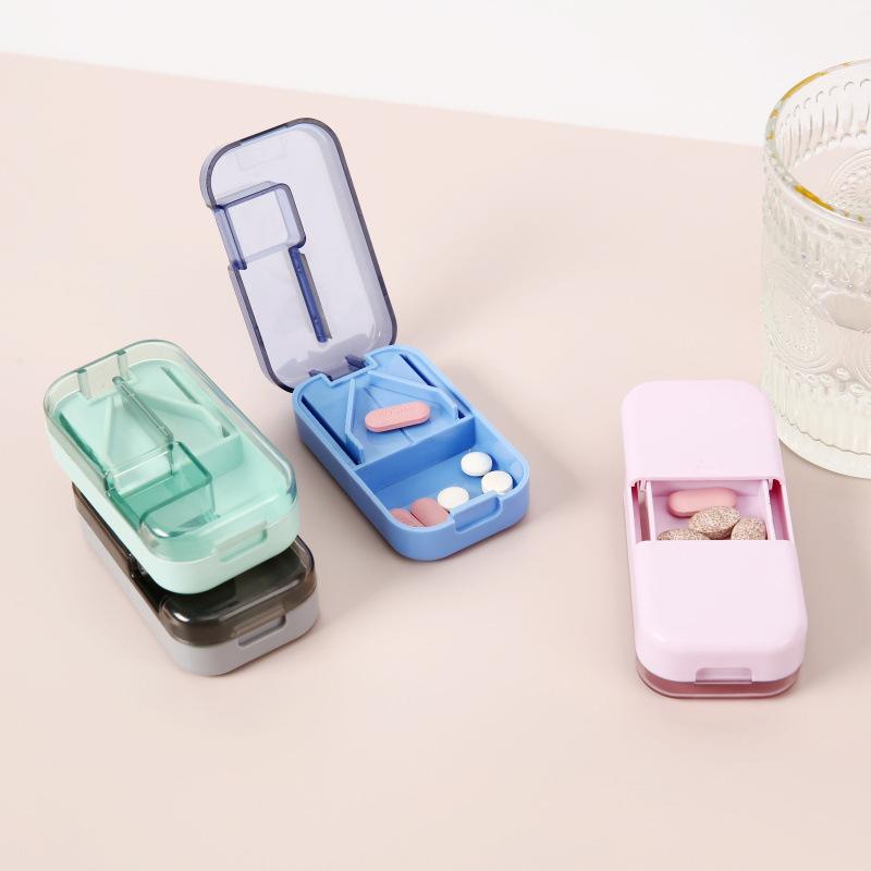 Multifunctional Medicine Tablet Cutter Pill Cutter Tablet Storage Box Medication Splitter Mini Portable Pill Dispenser