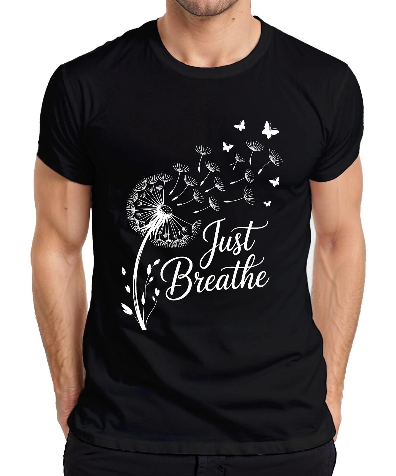 Just Breathe Pusteblume Schmetterling Achtsamkeit Yoga Meditation Herren T-Shirt XXXXL