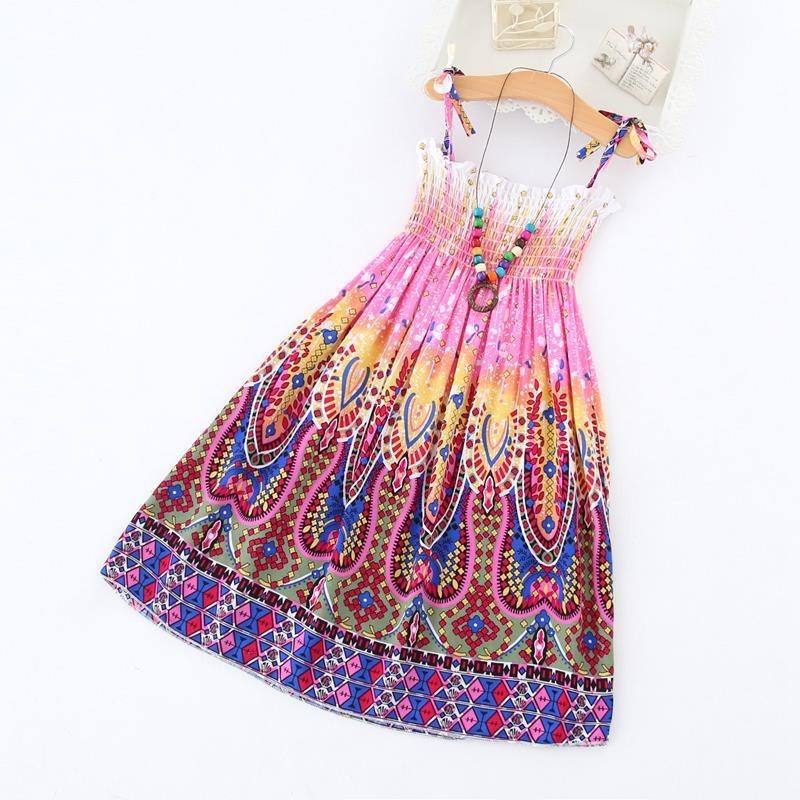 Shabohemian mother and daughter beach skirt parent-child suspender skirt girls floral vest skirt