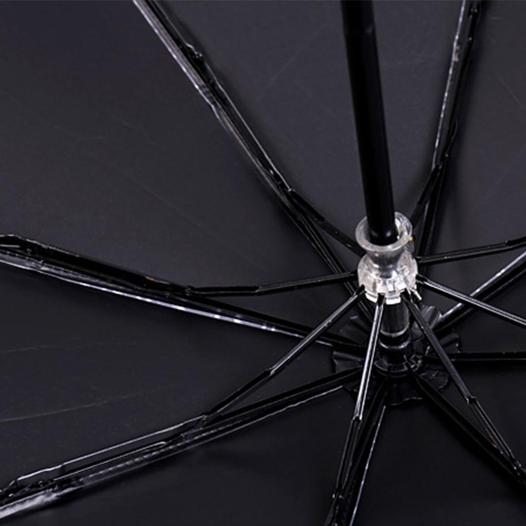 Portable Umbrella Tri Fold 8 Ribs Rain Sun Dual Use Windproof Foldable Plaid Pattern Umbrella for Outdoor Travel White