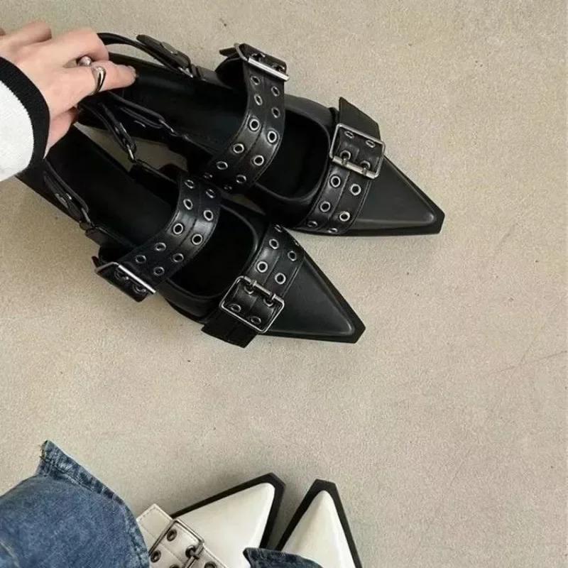 Fashion 2025 Summer Sandals Gothic Thick High Heels Women's Street Style Mid-high Heel Punk Retro Sandals High Heels Sandalias De Mujer