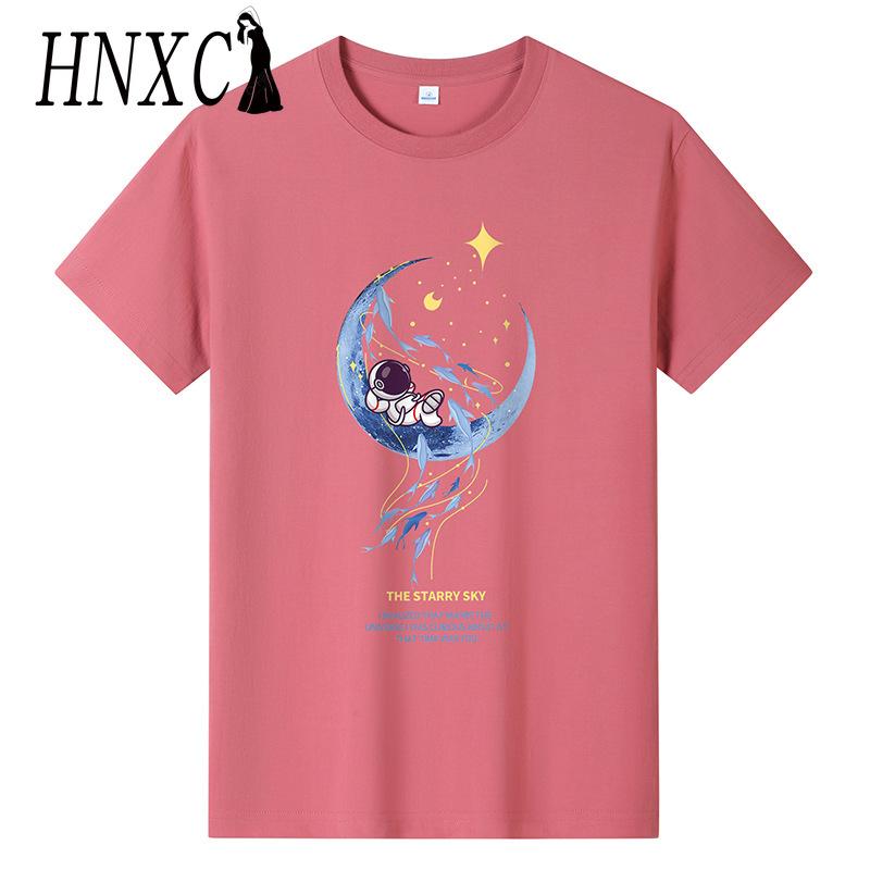 HNXC Bavlněné tričko s krátkým rukávem Pánská móda Košile s volným polovičním rukávem Košile s potiskem