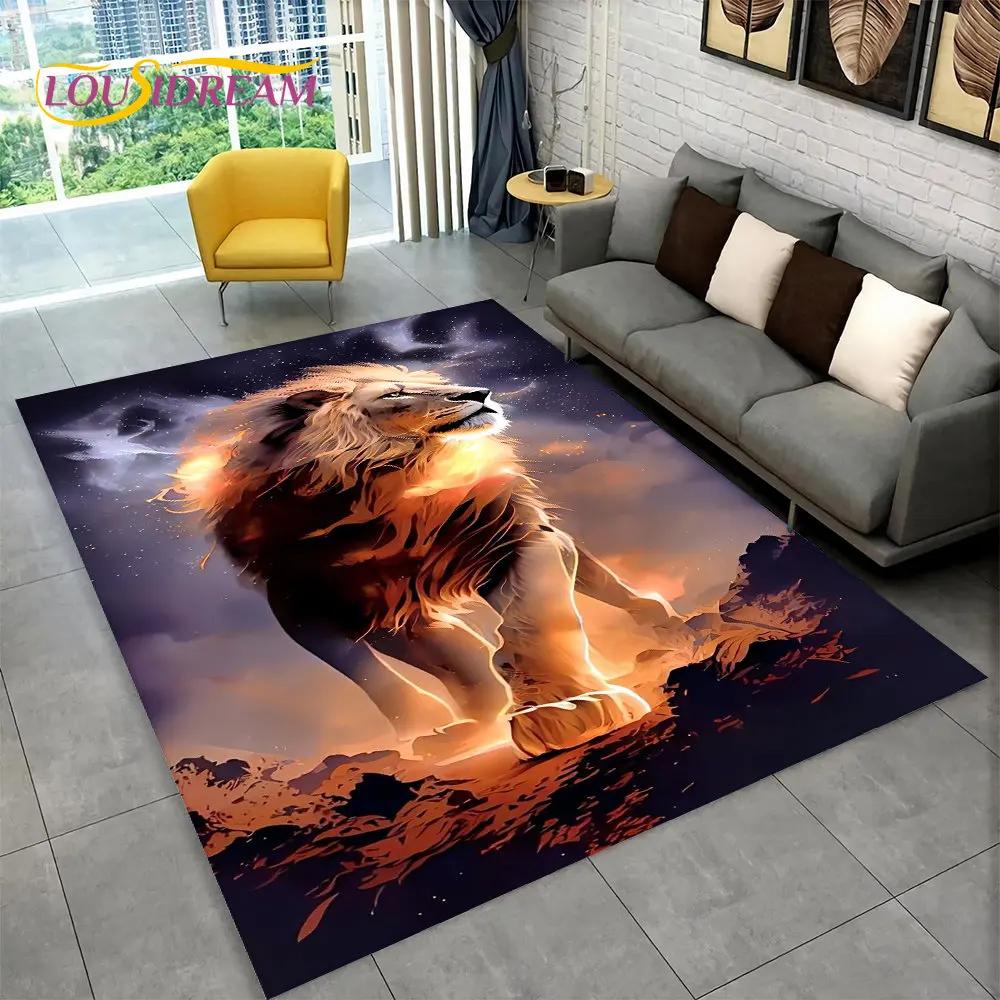 Novo tapete grande de área de animal de leão de sonho 3D, tapete de carpete para sala de estar, quarto, sofá, capacho de decoração, tapete de chão antiderrapante para brincadeira de criança