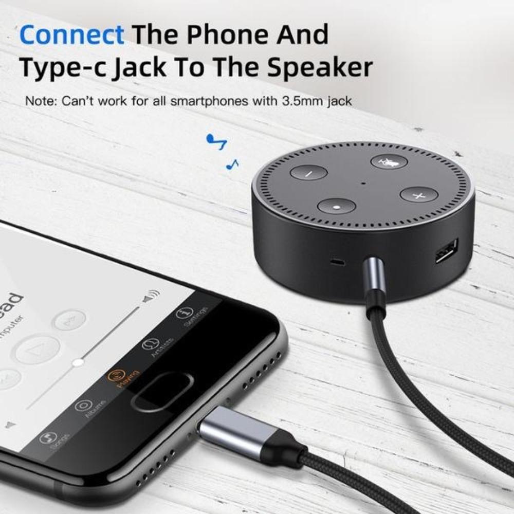 USB C To 3.5mm AUX Headphones Audio Cable Type C 3.5 Car Jack Adapter Nylon Cord Car Audio Extension Cable Plug Earphone