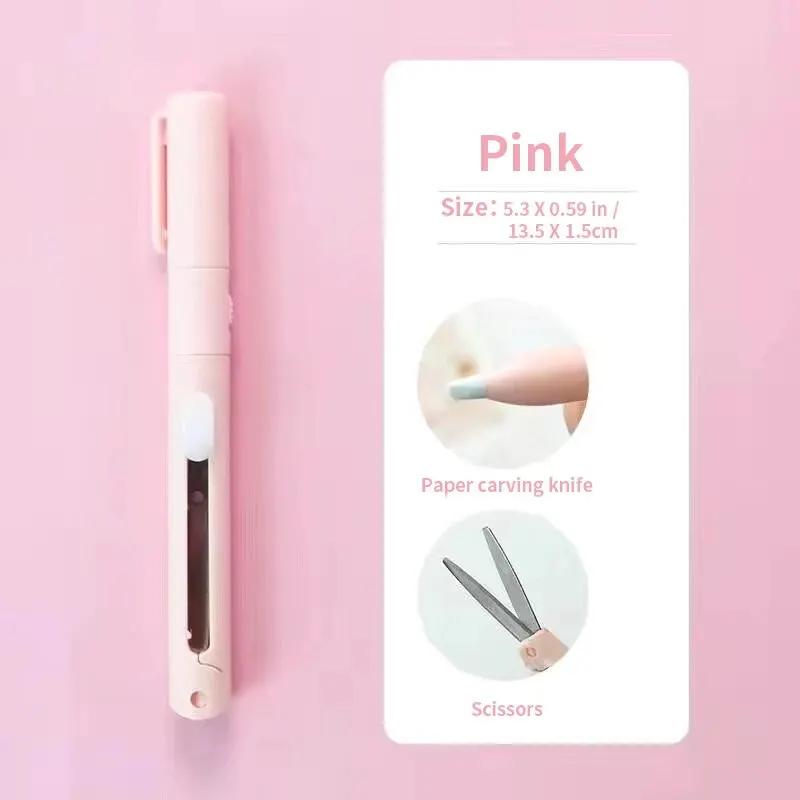 1 PIÈCE Ciseaux Pliables Simples Coupe-papier Couteau 2 en 1 Multifonctionnel Forme de Stylo de Poche Outils de Découpe pour Scrapbooking Gravure