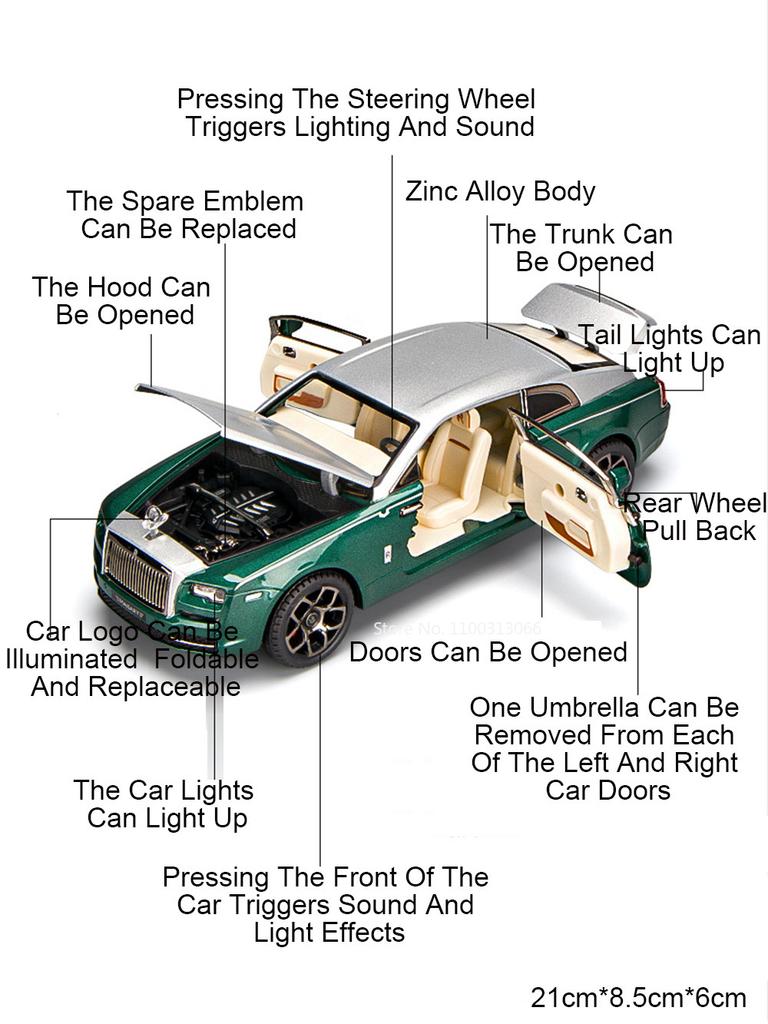 1:22 Rolls-Royce Wraith Phantom Models Cars Toys Doors Opened Sports Car Wheel Pull Back Vehicles Models for Boys Festival Gifts