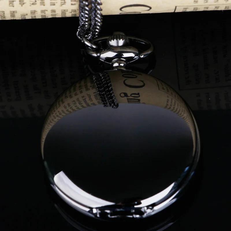 

10pcs/lot Wholesale Minimalist Business Black Smooth Exquisite Quartz Pocket Watch Mirror Flip Clock Necklace Pendant Gift