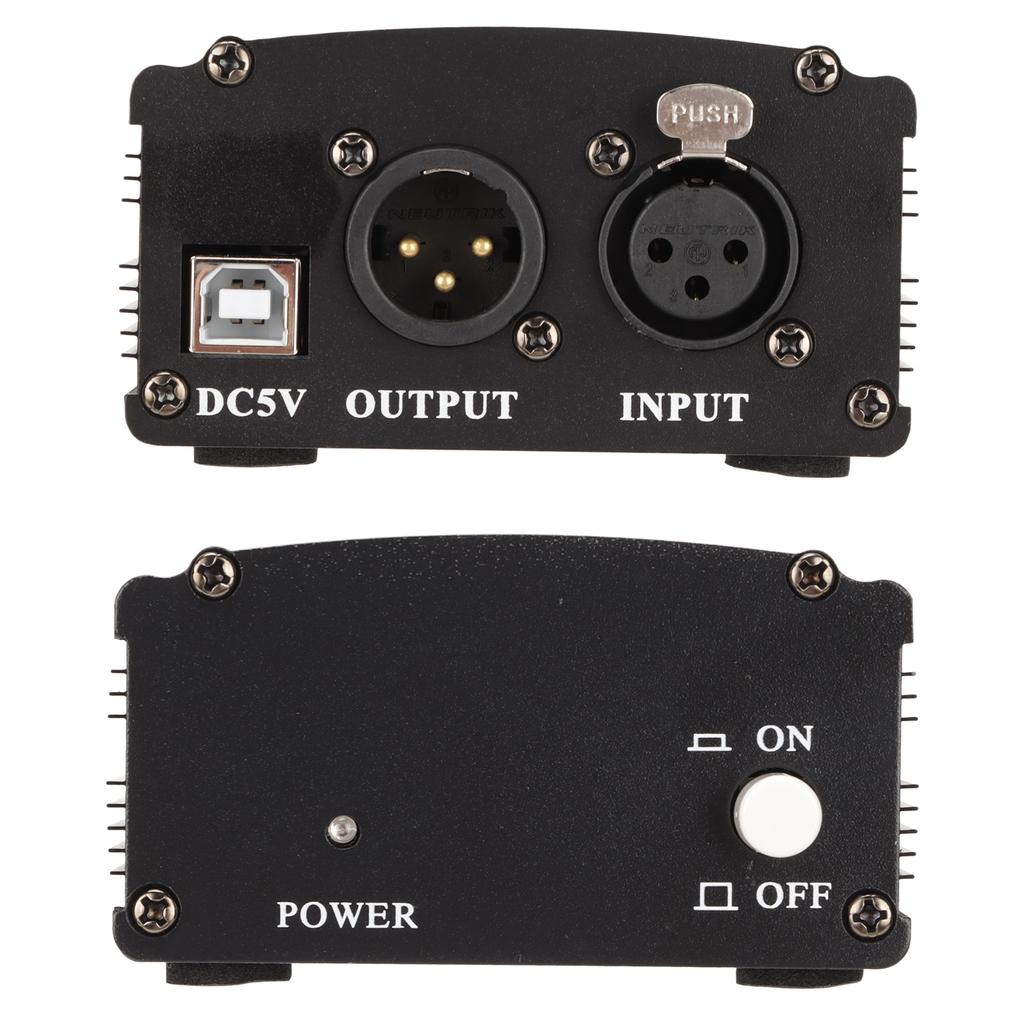 Microphone   Power Supply, 1 Channel, 48V USB Power Supply for Condenser Microphones, with Indicator Light, with 3 Pin XLR Cable