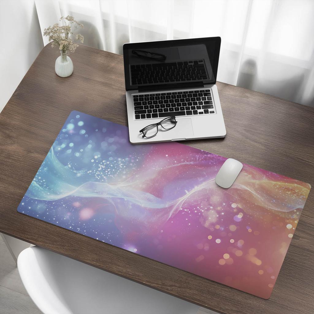 Colored Light Wave Pattern Vinyl Desk Mat 100X50 Cm