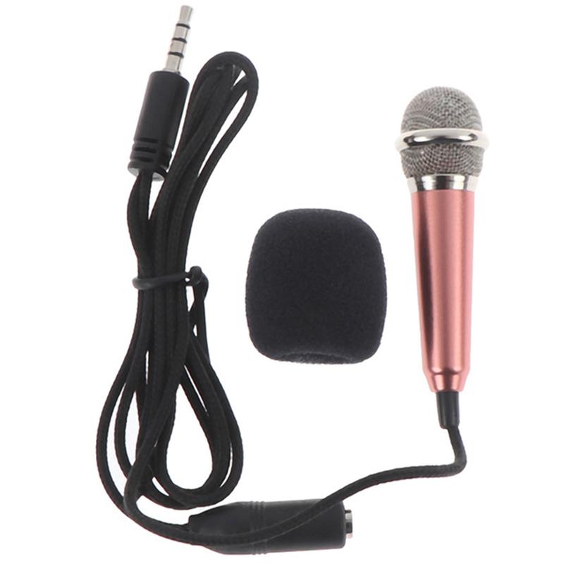3.5mm Portable Stereo Studio Mic KTV Karaoke Mini Handheld Microphone For Smartphone Laptop PC Desktop Handheld Audio Microphone