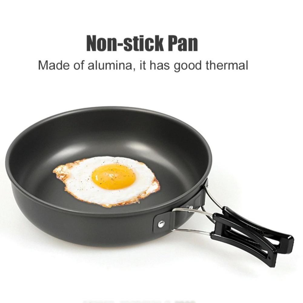 With Foldable Handle Picnic Cookware Set Non-stick Outdoor Pan Pot Hiking Skillet