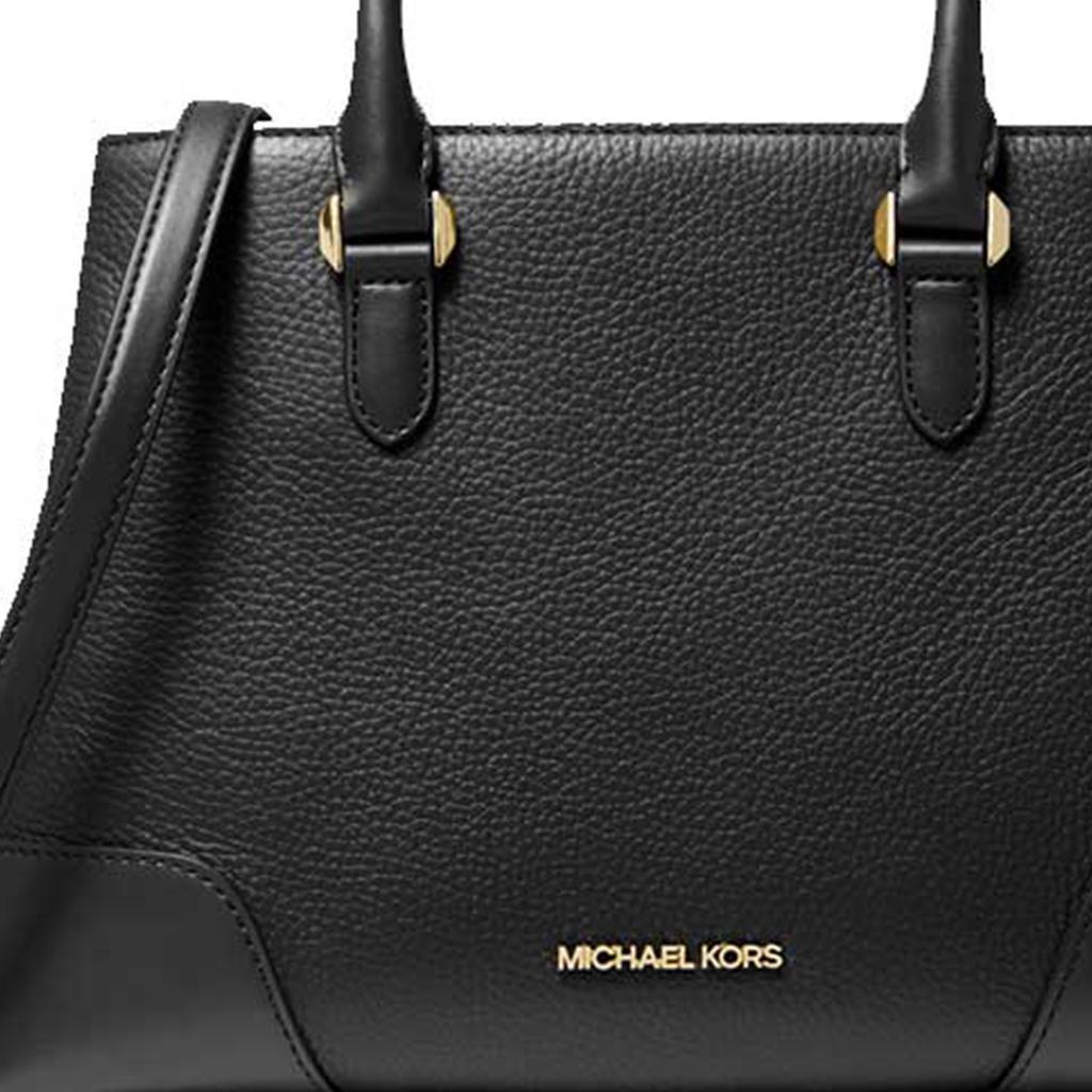 Michael Kors MK Crosby Classic Commuter Elegant Gold Logo Leather Tote Shoulder Crossbody Bag Women bags Black 38F0CCBS2L-001
