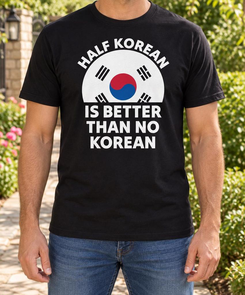 Half Korean Shirt, South Korea Flag Tee, Playful Mixed Heritage Gift, Family Roots Pride, Cultural Identity Graphic, Ancestry Reunion Outfit