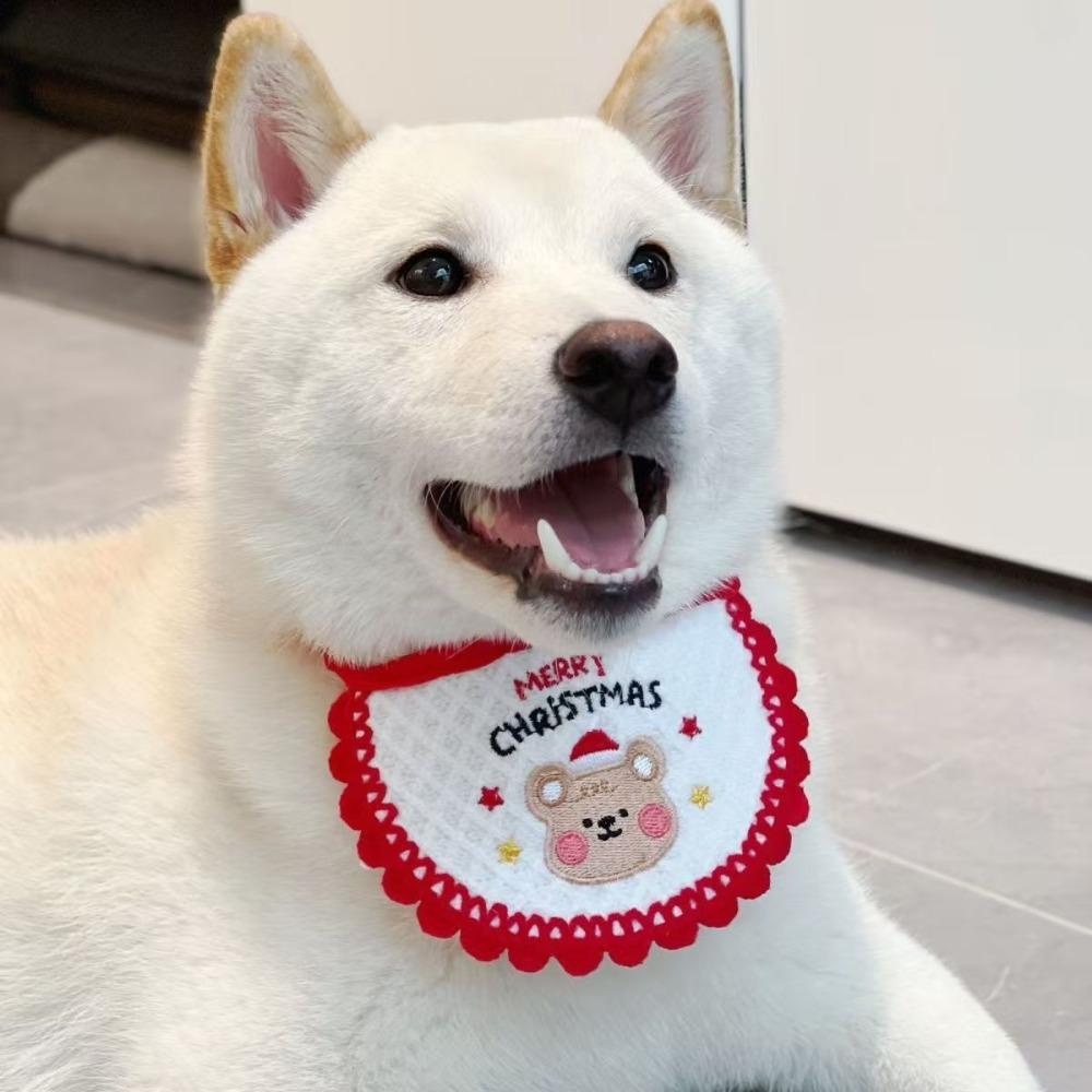 Pet cat dog christmas dress up saliva towel embroidered bib bib scarf