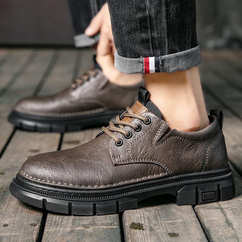 Men's Hand-stitched Leather Shoes Outdoor Casual Shoes