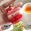 Simulation Cake Keychain Zinc Zinc Zinc Alloy Food Keyring Fashion Fruit Dessert Pendant  Best Friend Gift