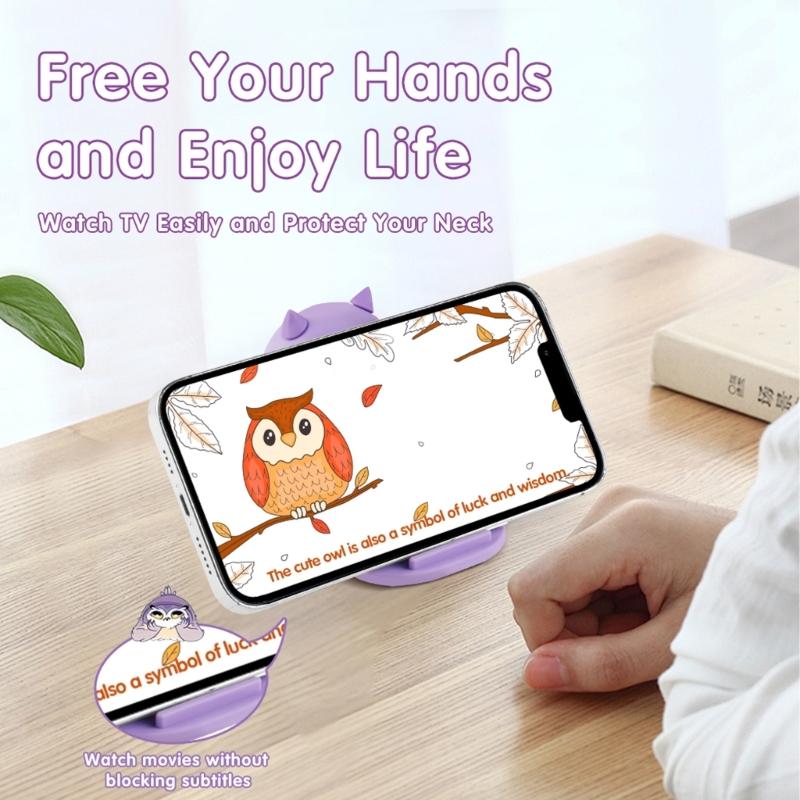 Foldable Phone Holder Rack With Cute Owl Designing Adjustable Stand For Desk Travel Office Use Watching Videos And Calls