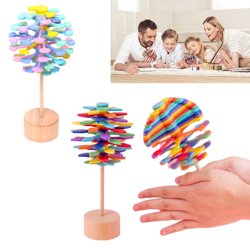 Wooden Fibonnaci Spiral Tree Decompression Toy For Children By Muzhixing Colorful Leaves And Macaron Round Pieces