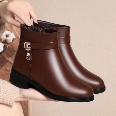 Warme Katoenen Schoenen Dames Winter Fleece Zijrits Dikke Zool Korte Laarzen Vrije Tijd Ronde Neus Platte Laarzen