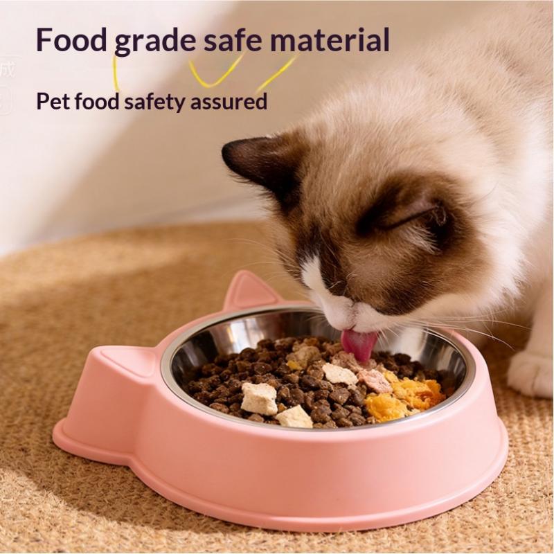 Cute Cat Ear Pet Bowl Stainless Steel Removable Liner Non Slip Feeder For Small Dogs Cats Daily Use