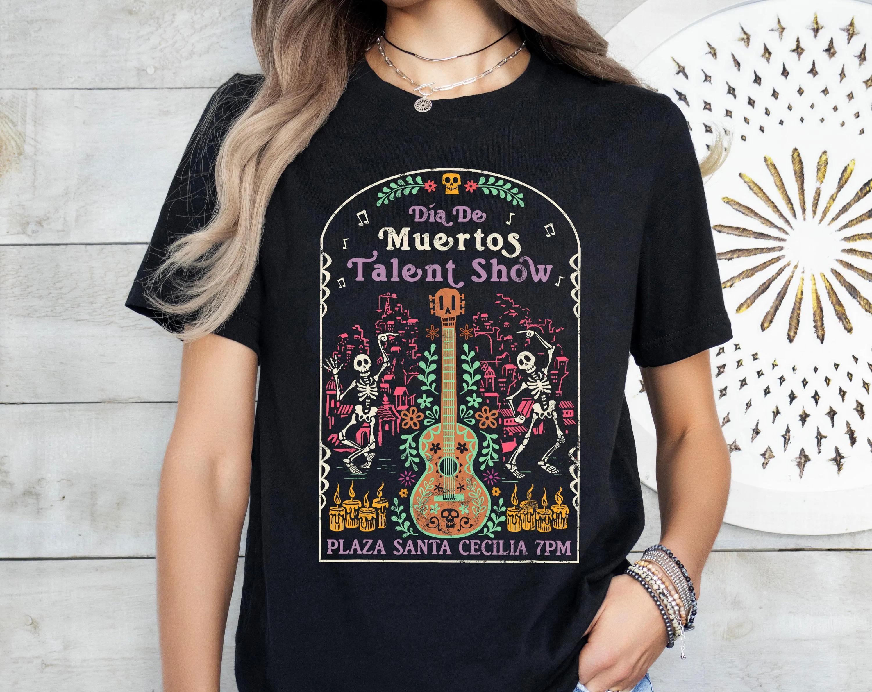 

Pixar Coco Talent Show Flyer TShirt Coco Miguel Shirt Coco Dancing Skeleton Shirt land Family Trip Shirt S