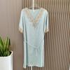 Special Offer Silk Nightdress Pajamas Women's Spring and Summer Thin Ice Silk Nightdress Pullover Dress Silk Mid Length Long Length