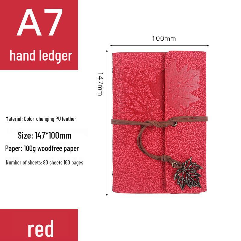 Retro Ribbon Tie Tri-fold Loose-leaf Notebook - Student Travel Notepad & Stamp Book