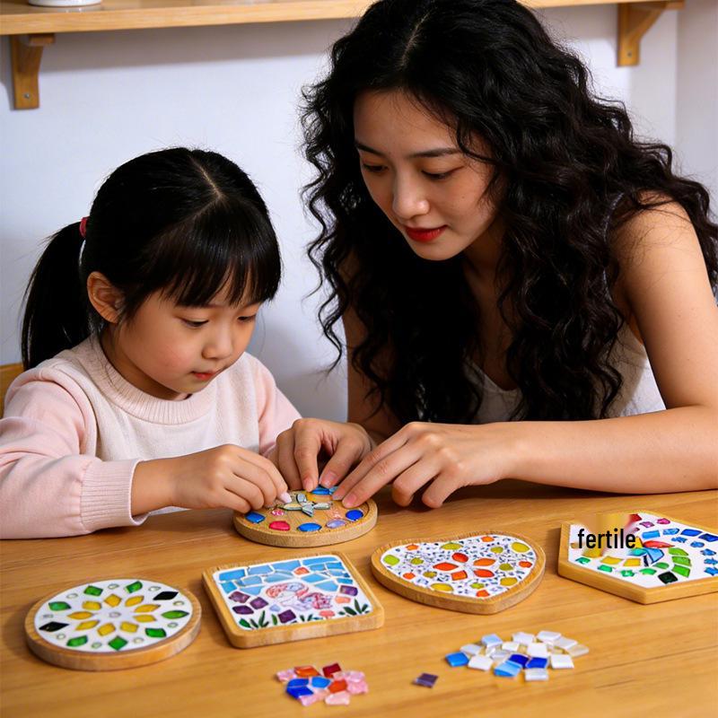 DIY Mosaic Coaster Kit: Creative Glass Sticker Craft for Kids & Adults